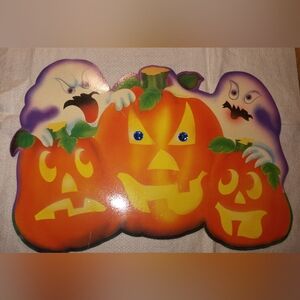 Vintage Halloween Pumpkin Trio Wall Decor in Orange